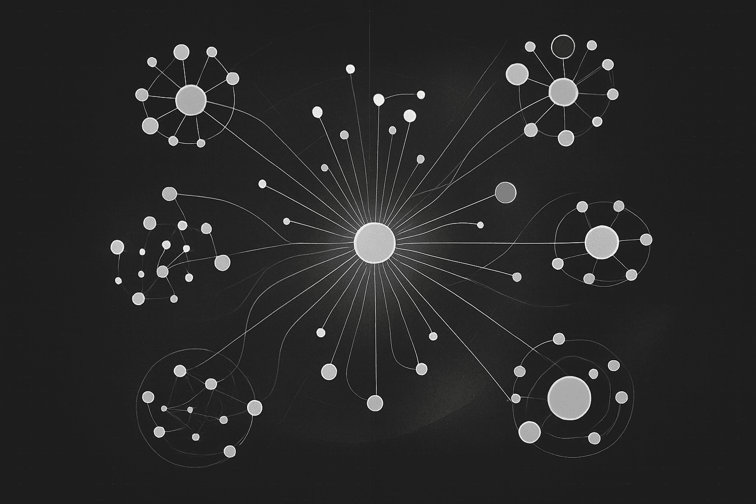 Abstract ecosystem map illustration for Qtangl Learn.