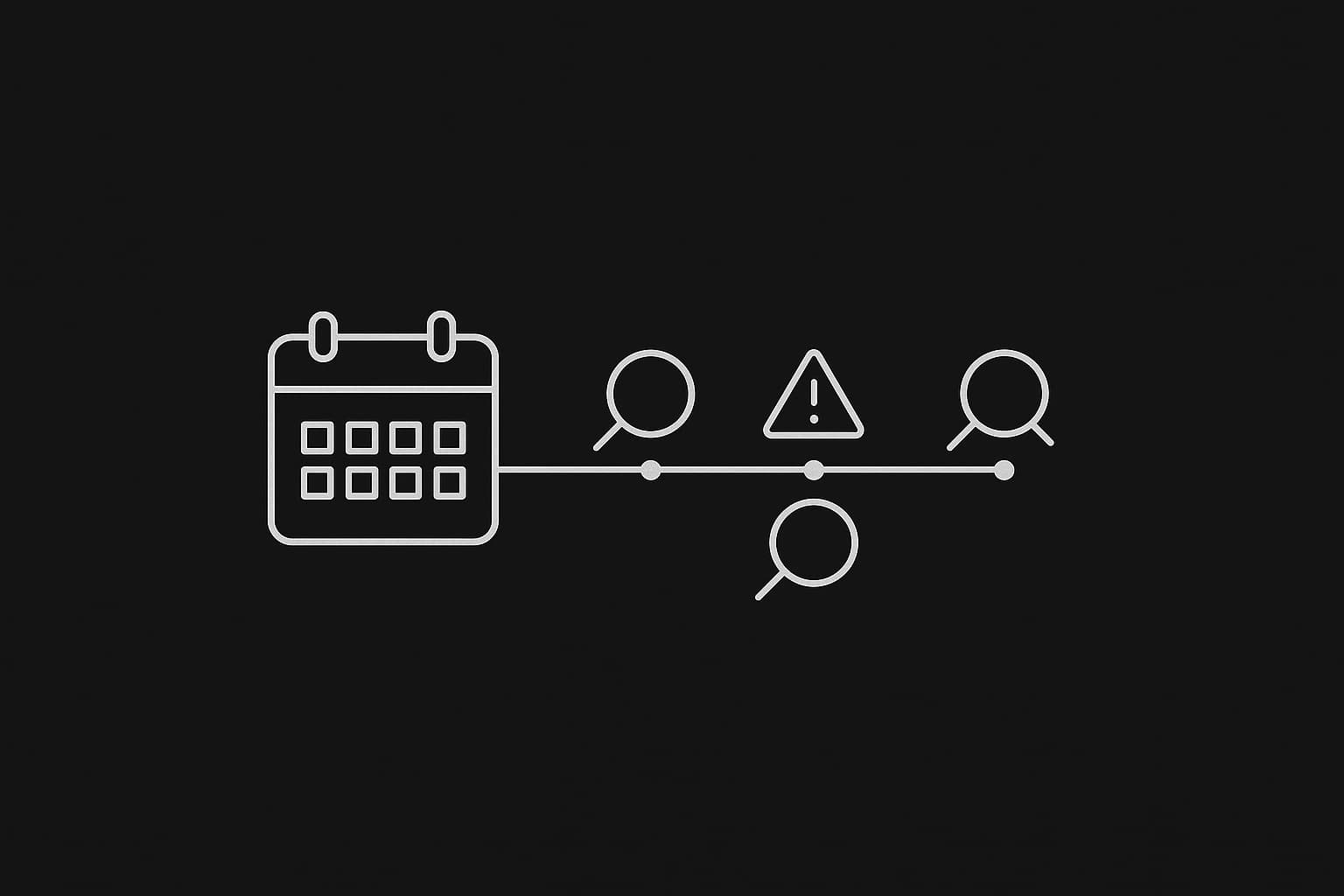 Black and white illustration of scheduled scans with diff alert flags.