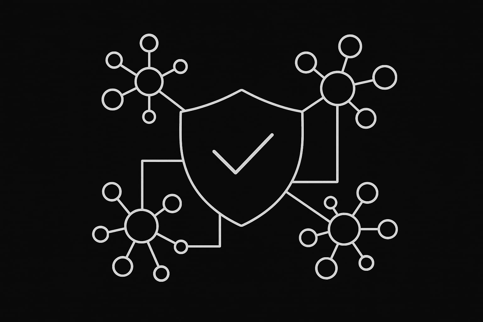 Black and white multi-domain constellation with compliance shield overlay.